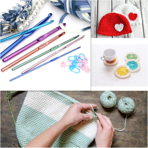 22pcs Multicolor Crochet Hooks Knitting Needles Set（Rose）