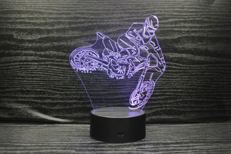 3D LED night light motorcycle Cross 2 7 colors + touch + remote control