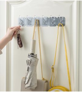 6 self-adhesive hooks- Grey
