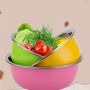 A three-piece set of colorful stainless steel bowls 20-22-24 cm