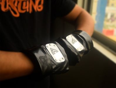 Anime Naruto Konoha Hatake Kakashi PU Leather Gloves (Black)