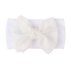 Baby Nylon Bow Headband- White