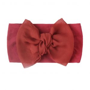Baby Nylon Bow Headband- Wine red