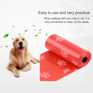 Bags on the dog poop red