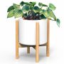 Bamboo 10.5 inch Plant Stand, Mid-Century Modern Planter Holder - HY4118