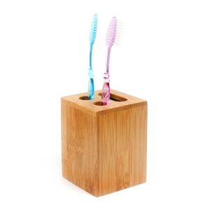 Bamboo Bathroom Toothbrush Holder - 7*7*9.5 cm - HY2419