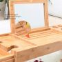 Bamboo Bathtub Caddy Tray with Wine and Book Holder - HY2118