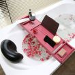 Bamboo Luxury Bathtub Caddy Tray, Adjustable Bathtub Shelf Extendable Holder - Gray - HY2120