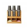 Bamboo Mind Reader 6 Compartment Upright Coffee Breakroom Condiment and Cup Storage Organizer - Brown - ZM3719C