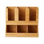 Bamboo Mind Reader 6 Compartment Upright Coffee Breakroom Condiment and Cup Storage Organizer - Brown - ZM3719C