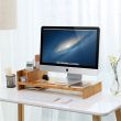 Bamboo Monitor Stand with Adjustable Organizer- HY3112
