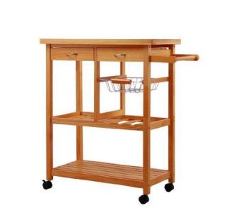 Bamboo Rolling Storage Microwave Cart Kitchen Trolley with Drawers - ZM7920C