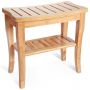 Bamboo Shower Bench Seat Wooden Spa Bath Deluxe Organizer Stool With Storage Shelf - HY2208