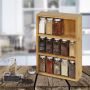 Bamboo Spice Rack Bamboo, 15 Jar Bottles Countertop Stand - HY1604