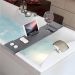 Bamboo Waterproof Bathtub Spa Caddy with Wineglass Holder - Dark Gray - HY2115