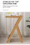 Bambusowy stolik z ratanową półką - ciemnobrązowy, długość 55 cm