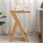Bambusowy stolik z ratanową półką - jasnobrązowy, szerokość 55 cm
