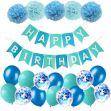 Birthday party balloon set - Green & blue with paper ball