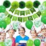 Birthday party balloon set - Green color with paper ball