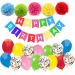 Birthday party balloon set - Rainbow color with paper ball