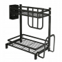 Black stainless steel kitchen seasoning rack, detachable two-layer countertop storage rack