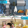 black stainless steel kitchen shelf faucet sink dish drain rack with knife rack cutting board rack 95cm