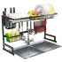 Black stainless steel shelf faucet sink dish drain rack with knife rack cutting board rack 65cm