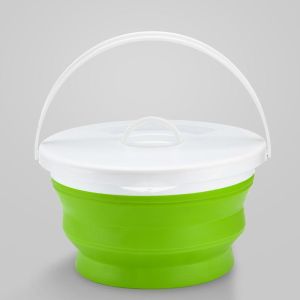 Collapsible Bucket - 10L Green (with Cover)