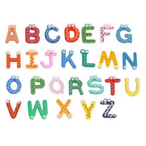 Colorful Wooden A-Z Alphabet Letters Fridge Magnets Magnetic Stickers