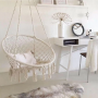 Cotton rope tassel saucer swing hammock chair- White