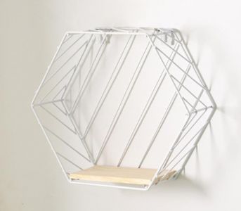 Creative moon Nordic shelf hexagon, stripe 15cm - white