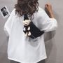 Cute female chest bag with bear - black