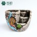 Dekoracyjna ceramiczna doniczka / donica z krajobrazem – koło wodne, kolor kamienny