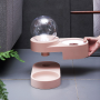 Double dog bowl with drinker - pink(without stainless steel)