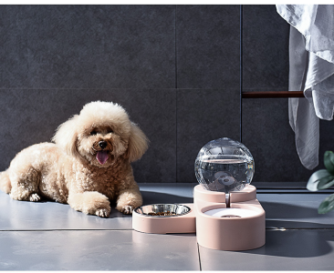 Double dog bowl with drinker - pink(without stainless steel)
