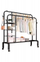 Double freestanding clothes hanger (three side storage shelf) 133x154 cm - black