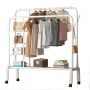 Double freestanding clothes hanger (three side storage shelf) 133x154 cm -white