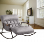 Double rocking chair with black metal base -Grey