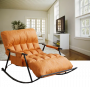 Double rocking chair with black metal base - Orange