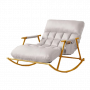 Double rocking chair with golden metal base -White
