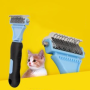 Double-sided to prevent hair knot comb / Pet hair cleaning comb 18.4*8.4cm - blue CS52