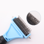Double-sided to prevent hair knot comb / Pet hair cleaning comb 18.4*8.4cm - blue CS52