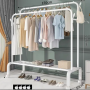 Doublel freestanding clothes hanger 150x154 cm - white