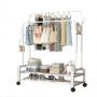 Doublel freestanding clothes hanger (double storage shelf), 135x162 cm - white