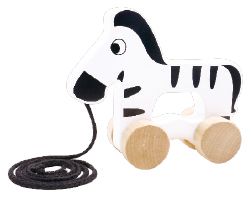 Drewniana zebra do ciągnięcia na sznurku Tooky Toy