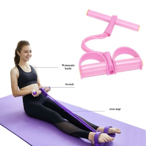 Ekspander fitness na nogi do ćwiczeń mięśni nóg, brzucha, ud – różowy