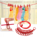 Elastic Retractable Clothesline Wire With Clip Clothes Hangers--Red