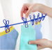 Elastyczna linka do suszenia prania z 12 klamerkami - niebieska