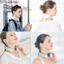 Electric cervical massager (battery rechargeable + heat + four massage spot) - white