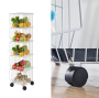 Five layers wheeled storage wire basket - white